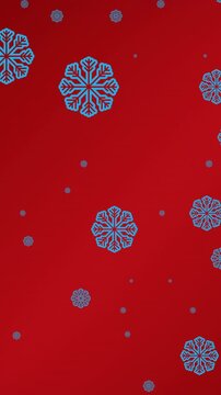 Animation of snowflakes falling on red background