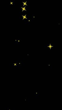 Animation of gold stars falling on black background