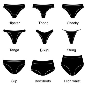 Women underwear set icon, Women underwear types panties. Element for design isolated on white background, for web and app. Flat vector illustration