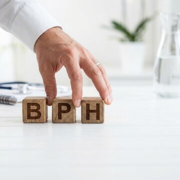 Medical Professional Arranging Blocks Spelling BPH In A Healthcare Setting