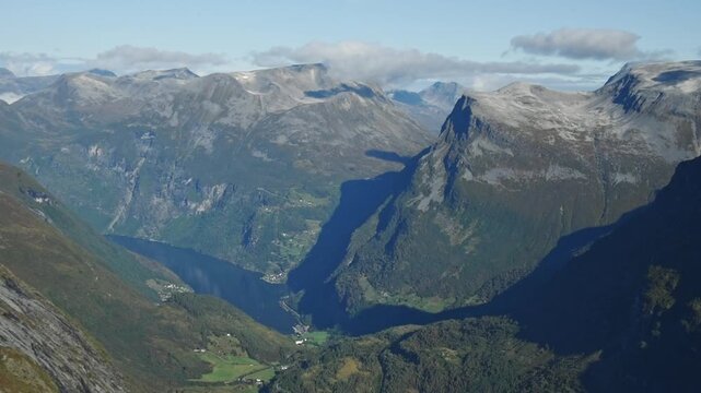 Panorama over Geirangerfjord from Dalsnibba viewpoint, More og Romsdal, Norway