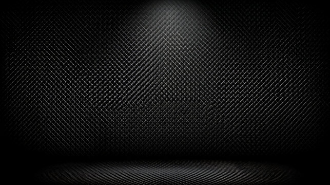 Dark carbon fiber weave texture serves as a dramatic backdrop with spotlight illumination