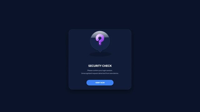3D Glass Question Mark Security Check Login Verification UI Popup Modal Motion Graphic