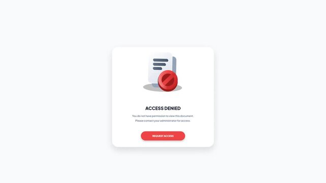 3D Access Denied Restricted Document UI Modal Popup Motion Graphics Animation