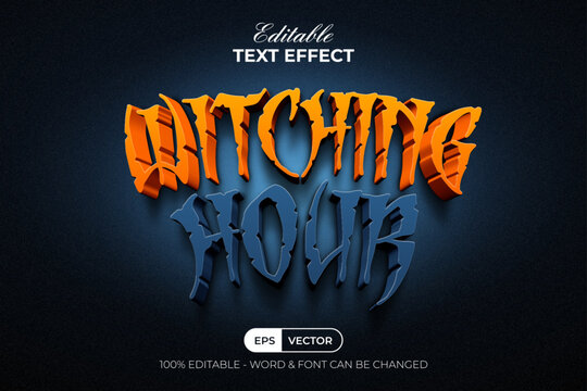 3D Halloween Text Effect Nightmare Curved Style.