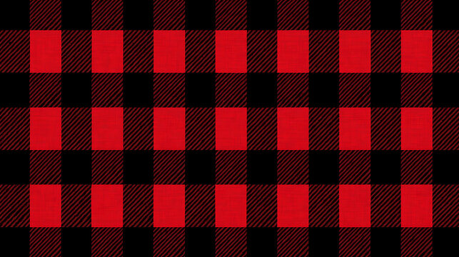 Red and black checkered pattern displays a classic lumberjack aesthetic with repeating squares