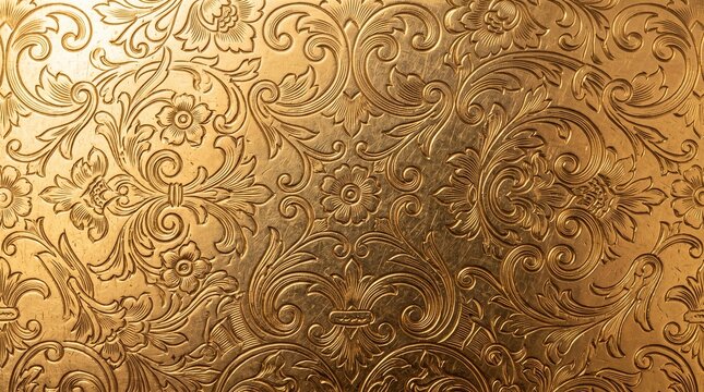 Luxury Vintage Gold Floral Damask Pattern Texture Background