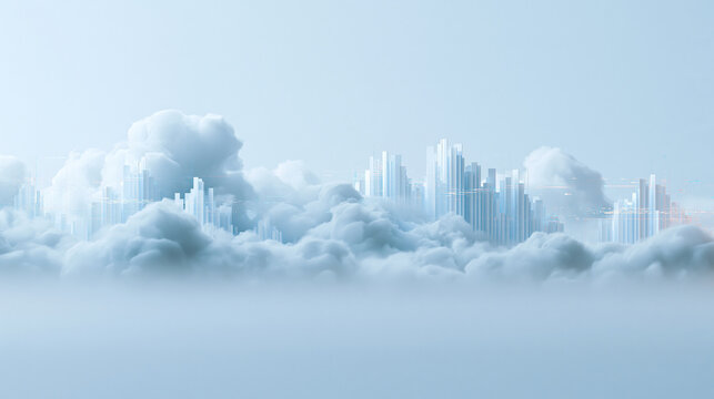 Cloud Computing Concept with Futuristic Digital City Skyline