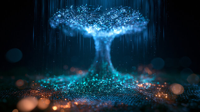 Glowing Digital Tree Network with Flowing Light Particles