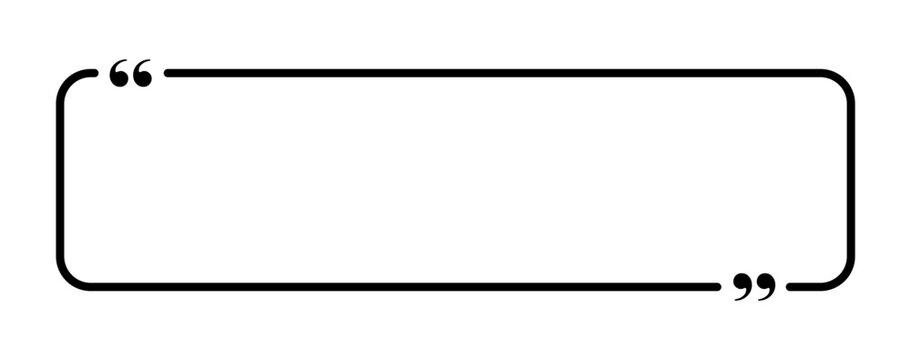 Horizontal quote frame with comma marks features a simple black vector design