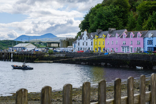 Colorful Waterfront Houses in Portree Harbor on Isle of Skye Scotland