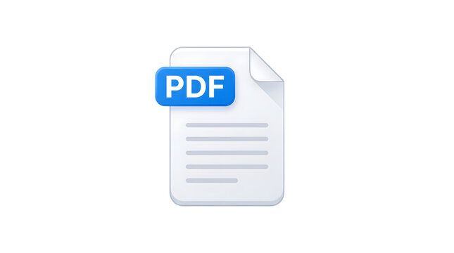 Blue PDF document icon illustration, isolated on transparent PNG background &mdash; high quality vector icon for business, finance, and infographic design projects