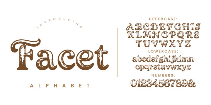 Facet Ornate Vintage Display Font Alphabet For Creative Retro Graphic Design Work