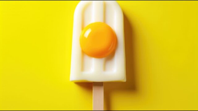 A popsicle with an egg on top, a unique and unexpected combination