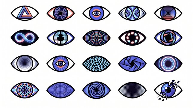 Optical Illusion Eye Geometric Vision Concept Icon Collection