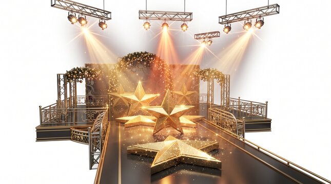 Gold stars on runway stage