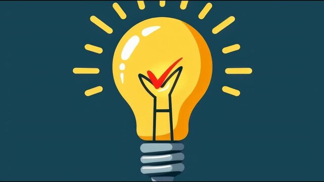 A light bulb with a tick symbol indicating correct or approved status