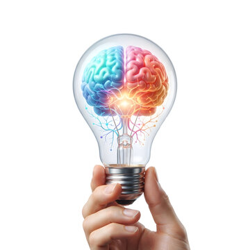 Innovative thinking and brain storming banner poster logo concept on background.