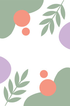 Modern Bohemian Abstract Leaves and Shapes Background