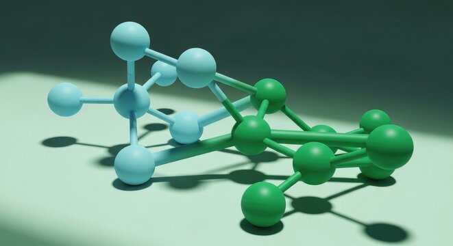 Molecular Structure Model - Blue and Green Spheres.