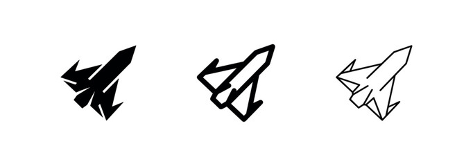 Fototapeta premium Jet fighter icon set representing speed, aviation, and military aircraft
