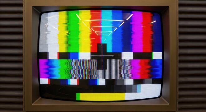 Retro Television Displaying Color Bars.