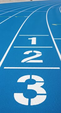 Running track with lane numbers.