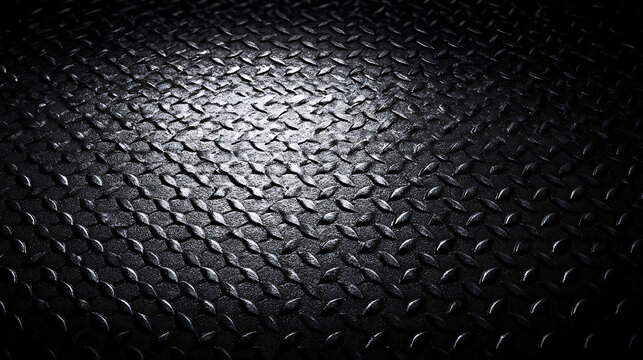 Dark gray diamond plate steel texture features a repeating geometric pattern with strong lighting