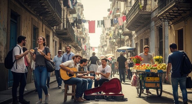 Street Musicians in a Vibrant City.