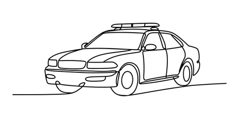 Police car continuous single line drawing vector illustration © Alzin