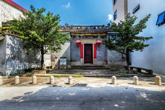 Foshan city, Guangdong, China. Huanglian ancient Village, Leliu Shunde District, adopts the architectural style of Lingnan water town and displays historical evolution and folk customs.