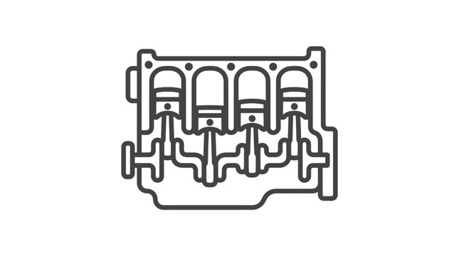 A simple line art illustration of a four cylinder internal combustion engine block.