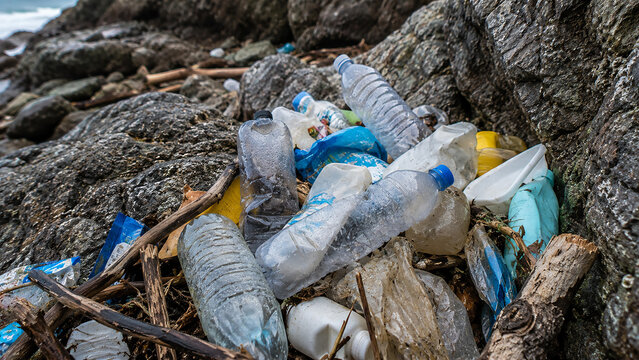 Plastic Waste Pollution Among Coastal Rocks
