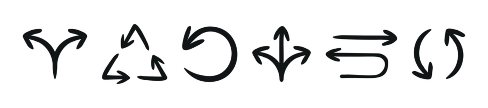 Collection of hand-drawn arrows indicating direction and movement