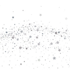 Fototapeta premium Silver star band across white background. Abstract grey starry wave pattern. Festive design element with copy space