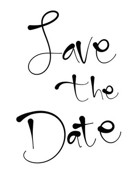 Save the date, text hand-drawn style, for wedding, invitation or greeting card