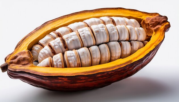 A Cross Section Of A Cacao Or Cocoa Fruit Pod Isolated On A Transparent Background