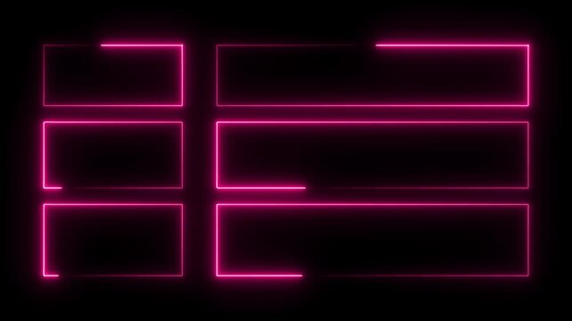Glowing pink neon menu list template on black background motion graphics