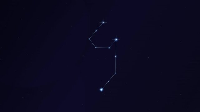 Animated counting numbers formed by glowing stars in night sky space scene