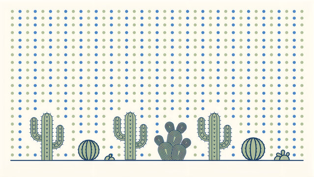 Desert landscape with stylized cacti and subtle dot pattern background in soft natural light
