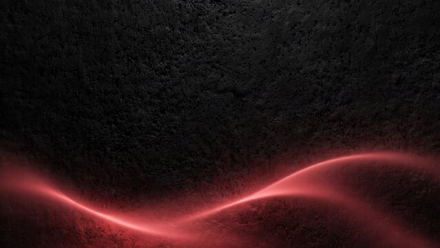 Dark, textured surface with a glowing red wave curving across the bottom