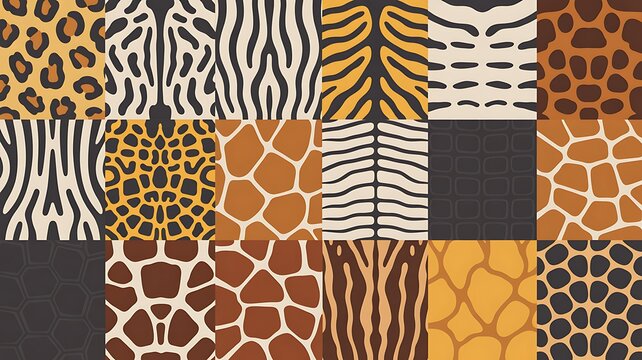 Collection of 16 vector skin animal texture