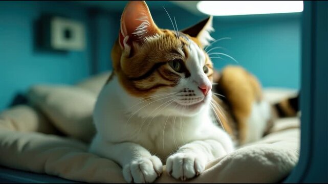 Close-up of a cat resting on a bed