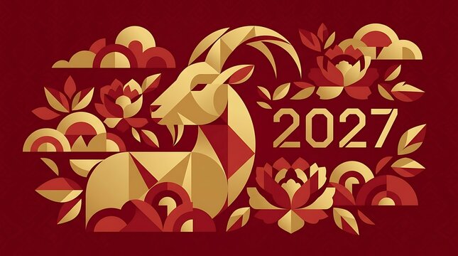 2027 chinese new year of the goat illustration
