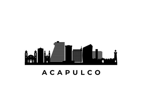 Vector Acapulco skyline. Travel Acapulco famous landmarks. Business and tourism concept for presentation, banner, web site.