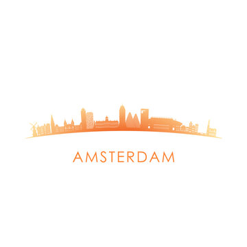 Amsterdam skyline silhouette. Vector design colorful illustration
