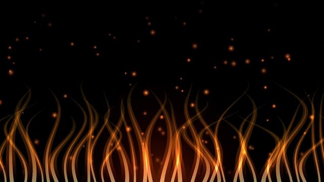 Abstract Stylized Fire Flame Tendrils with Rising Glowing Embers and Warm Floating Sparks Motion Graphic Overlay 4k video