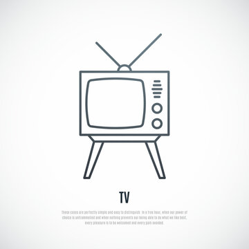 Retro TV isolated on white background. Vector TV icon.