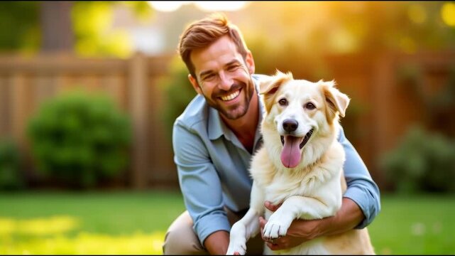 A man cradling a dog in his arms, a heartwarming moment of human-animal connection