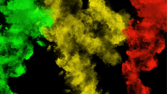 Red green and yellow smoke effect background